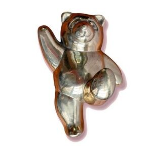 Vintage Gold Teddy Bear Wall Hook Kids Room Nursery Decor Brass Hanger